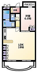 クレール浜松2 1LDKの間取図画像