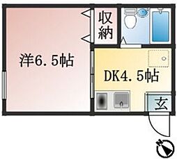 ハイツ駅南 1DKの間取図画像