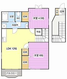 プラシードスズキ 2LDKの間取図画像