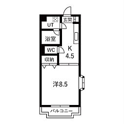 ピュールI・T 1Kの間取図画像