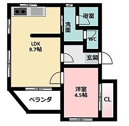 ベルガーデン 1LDKの間取図画像
