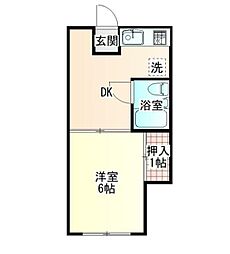 小林マンション 1Kの間取図画像