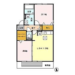 トゥール・ビヨンA 2LDKの間取図画像