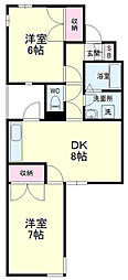 上島コモンコートA 2DKの間取図画像