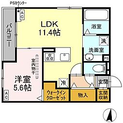D-Hills西浅田 1LDKの間取図画像