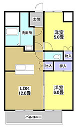 ラフォーレ・三方原 2LDKの間取図画像