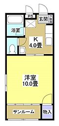 ヒルズ北山 1Kの間取図画像