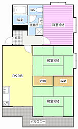 マンションジュネス5 3DKの間取図画像