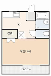 アパート 1Kの間取図画像