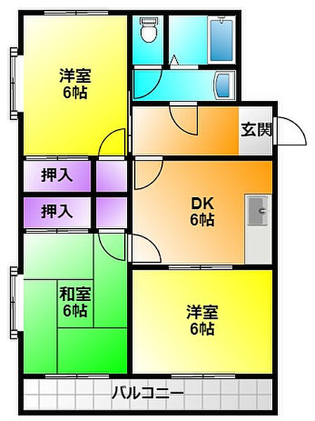 曳馬グリーンハイツＥ 201｜静岡県浜松市中央区曳馬４丁目(賃貸マンション3DK・2階・56.10㎡)の写真 その2