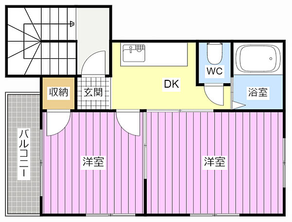 クレードII 301｜静岡県浜松市浜名区小松(賃貸アパート2DK・3階・25.53㎡)の写真 その2