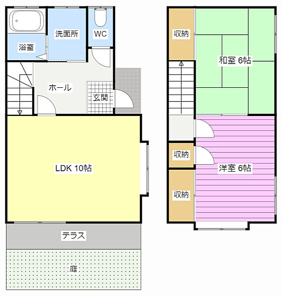 ローズタウン安松 B｜静岡県浜松市中央区安松町(賃貸テラスハウス2LDK・1階・56.30㎡)の写真 その2