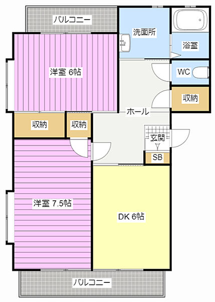 フューチャー 201｜静岡県浜松市中央区安新町(賃貸マンション2DK・2階・55.00㎡)の写真 その2