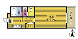 コーポハッピー 1Kの間取図画像