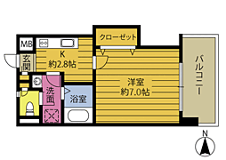 B-stage 1Kの間取図画像