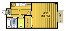 コーポ白滝 1Kの間取図画像