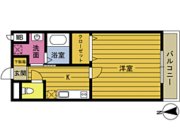 サンテラス別府さつき通り 1Kの間取図画像