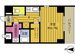 仮称)餅ケ浜マンション 1Kの間取図画像