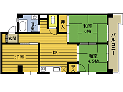 河登ビル 3DKの間取図画像