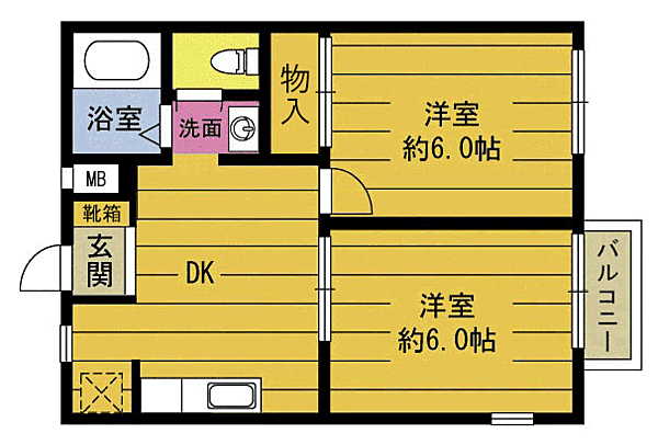 ラ　プランタン関の江 205｜大分県別府市古市町(賃貸アパート2DK・2階・39.74㎡)の写真 その2