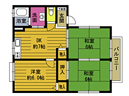 セジュール錦江A 3DKの間取図画像