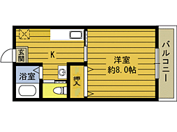 ドミトリーくにさきA 1Kの間取図画像