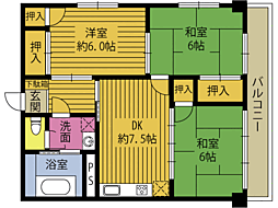 コーポ三浦 3DKの間取図画像