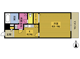 エアポートヒルズ2 1Kの間取図画像