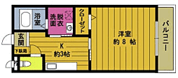 エクレール杵築O 1Kの間取図画像