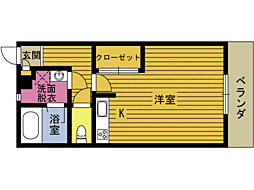 ビーダグラシアス1 ワンルームの間取図画像