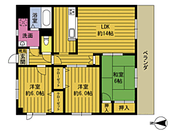 リバーサイド杵築1 3LDKの間取図画像