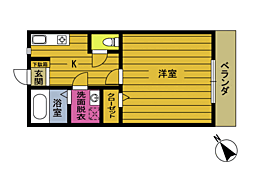 エクレール北浜B 1Kの間取図画像