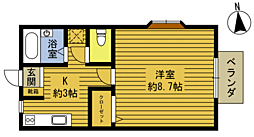 エスポワール安岐2 1Kの間取図画像