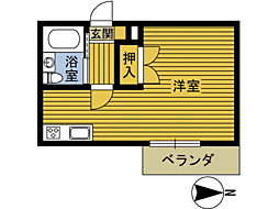 Kマックスハウス ワンルームの間取図画像