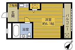 プロスペリタ金池 ワンルームの間取図画像