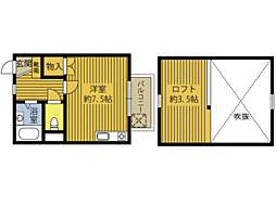 Mコーポ ワンルームの間取図画像