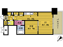 RJRプレシア大分駅前 1LDKの間取図画像