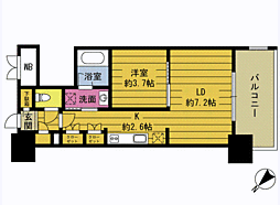 RJRプレシア大分駅前 1LDKの間取図画像