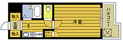 ベルエール大在 1Kの間取図画像