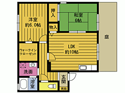 サニーハウスふじA 2LDKの間取図画像