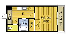 ロッヂ宮法師E棟 1Kの間取図画像