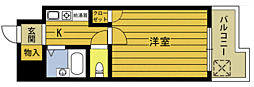 ベルエール大在 1Kの間取図画像