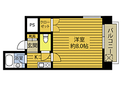 ルネ大在 1Kの間取図画像