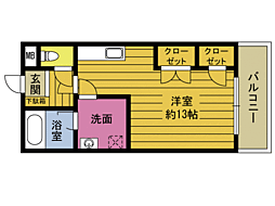 エレガンス宮本3 ワンルームの間取図画像