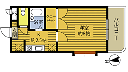 エスポアールゆき2 1Kの間取図画像