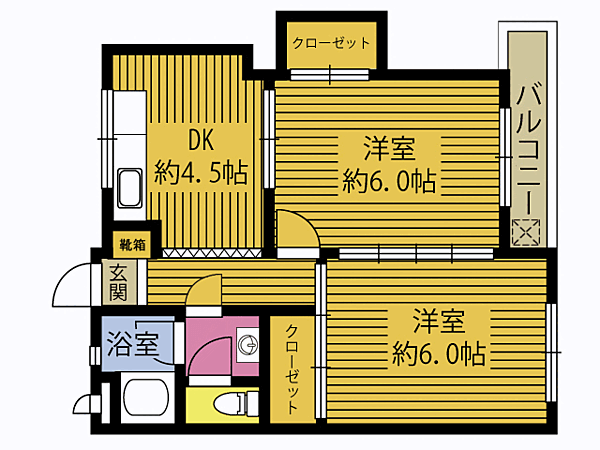 日吉コーポ 202｜大分県大分市日吉町(賃貸マンション2DK・2階・39.28㎡)の写真 その2