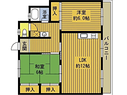 佐伯ビル 2LDKの間取図画像