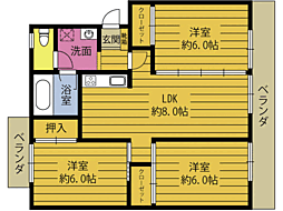 エレガンス宮本5 3DKの間取図画像