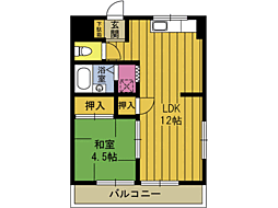 リバティーマキ 1LDKの間取図画像