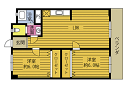 コンフォール大洲 2LDKの間取図画像